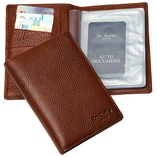 Обложка для паспорта/автодок из натуральной кожи Dr. Koffer
