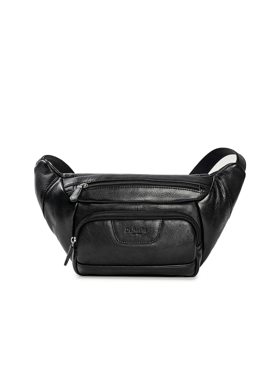 Сумка на пояс Dr. Koffer из натуральной кожи черная