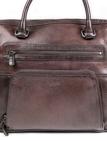 Деловая сумка Dr.Koffer из натуральной кожи темно-коричневая