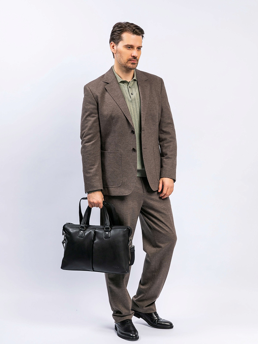 Деловая сумка Dr.Koffer из натуральной кожи черная