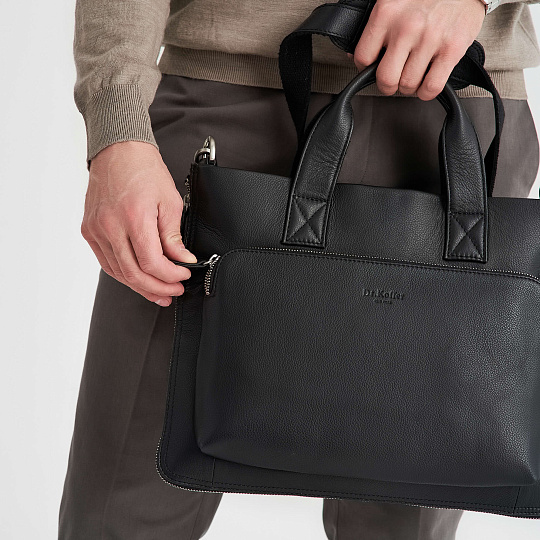 Деловая сумка Dr.Koffer из натуральной кожи черная