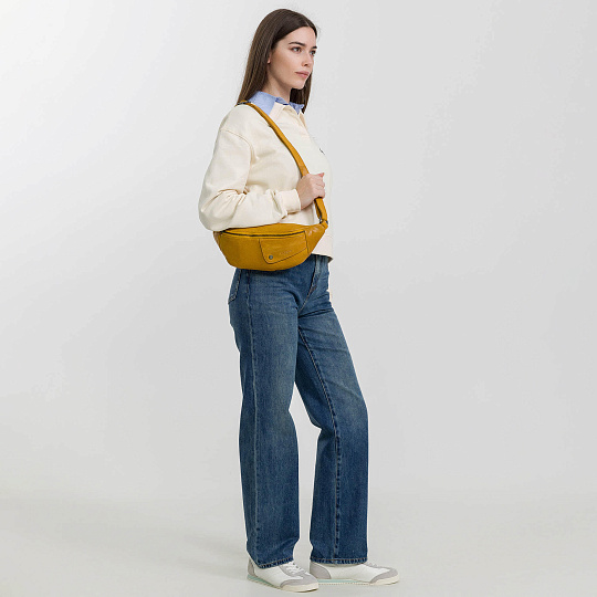 Сумка на пояс Dr. Koffer из натуральной кожи желтая