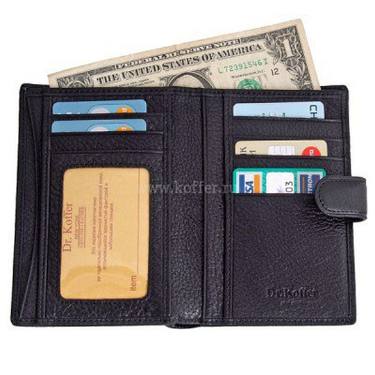 Портмоне Dr.Koffer из натуральной кожи черное