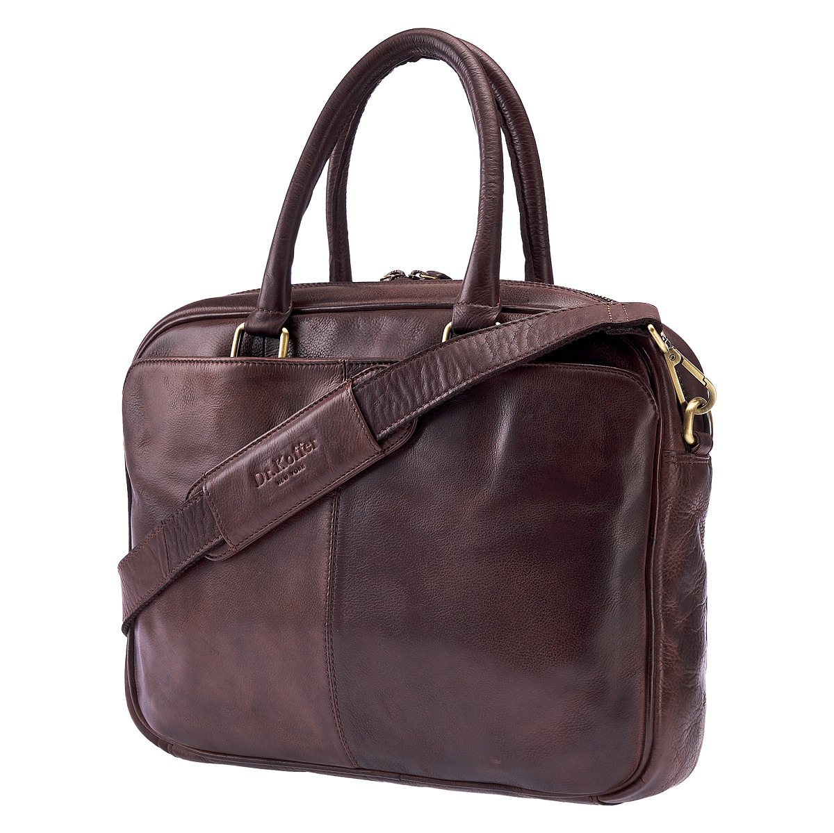 Деловая сумка Dr.Koffer из натуральной кожи темно-коричневая
