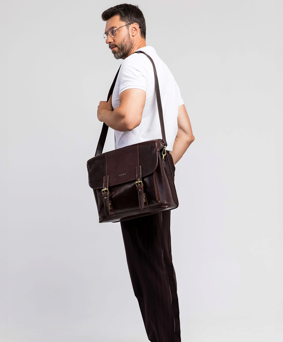 Портфель Dr.Koffer из натуральной кожи темно-коричневый