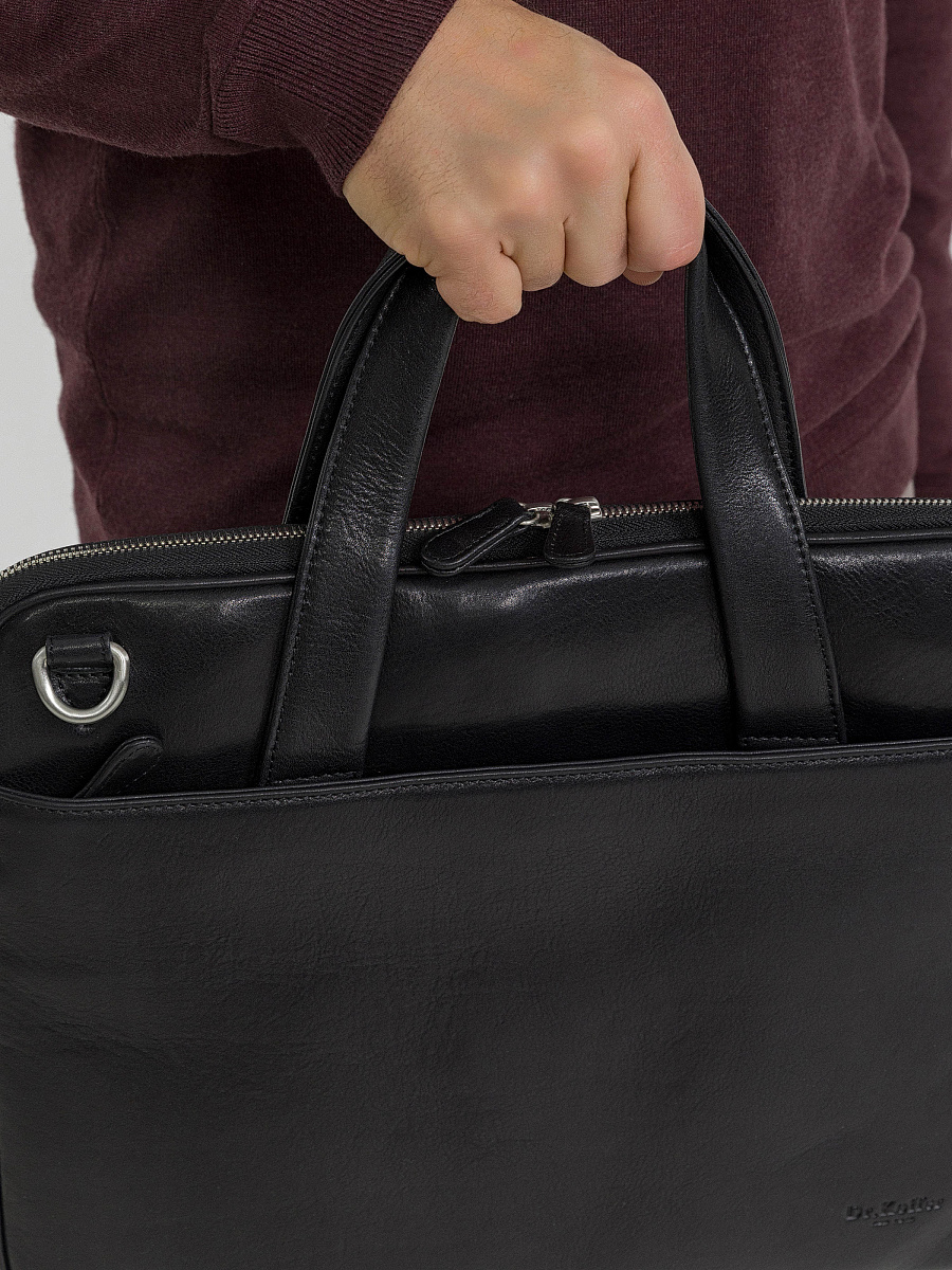 Деловая сумка Dr.Koffer из натуральной кожи черная