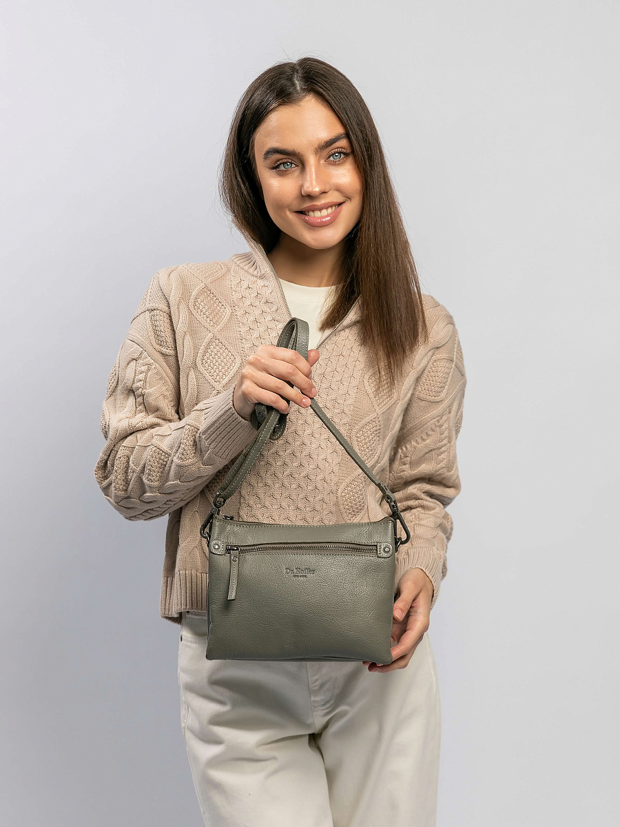 Сумка через плечо Dr.Koffer из натуральной кожи серая