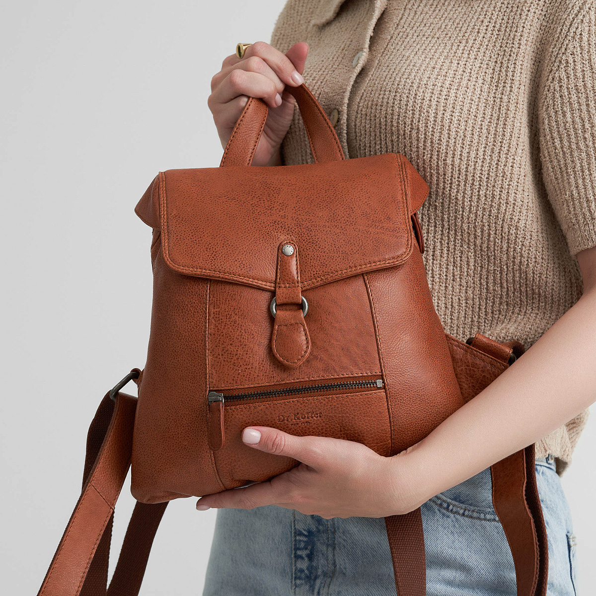 Рюкзак Dr.Koffer из натуральной кожи светло-коричневый
