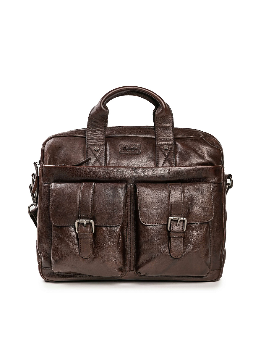 Деловая сумка Dr.Koffer из натуральной кожи темно-коричневая