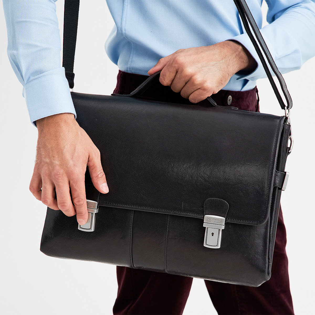 Портфель Dr.Koffer из натуральной кожи черный
