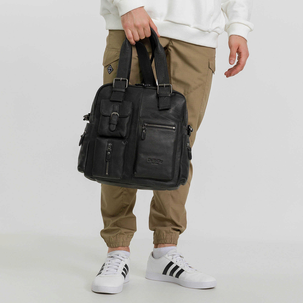 Деловая сумка Dr.Koffer из натуральной кожи черная