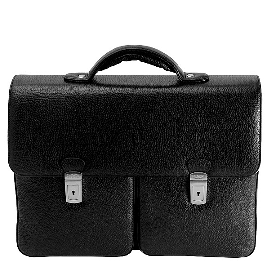 Портфель Dr.Koffer из натуральной кожи черный