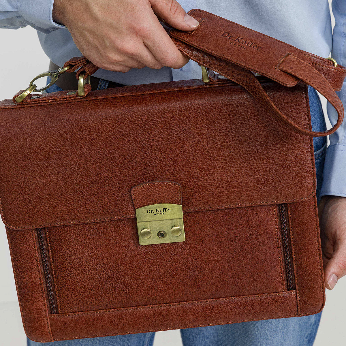Портфель Dr.Koffer из натуральной кожи светло-коричневый