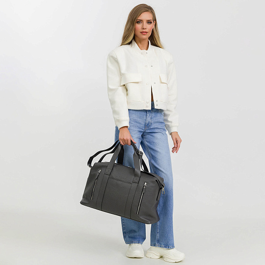 Сумка дорожная Dr.Koffer из натуральной кожи серая