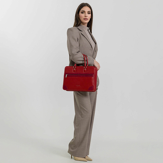 Деловая сумка Dr.Koffer из натуральной кожи красная