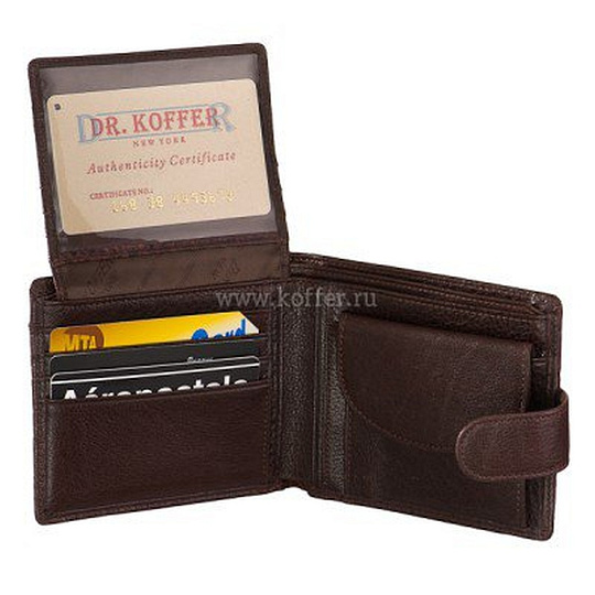 Портмоне Dr.Koffer из натуральной кожи коричневое