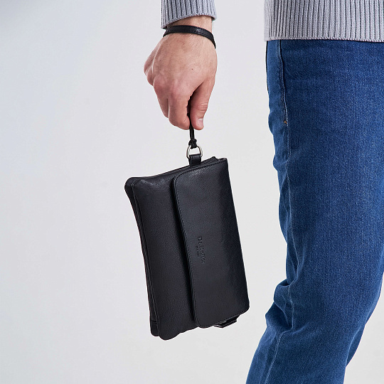 Сумка барсетка из натуральной кожи Dr. Koffer черная