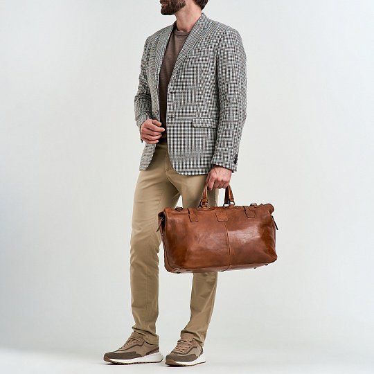 Сумка дорожная Dr.Koffer из натуральной кожи коричневая