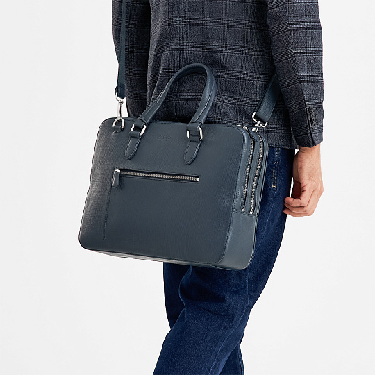 Деловая сумка Dr.Koffer из натуральной кожи синяя