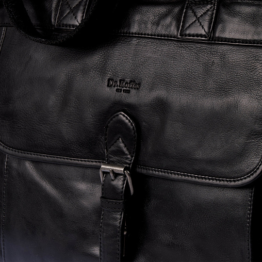 Деловая сумка Dr.Koffer из натуральной кожи черная