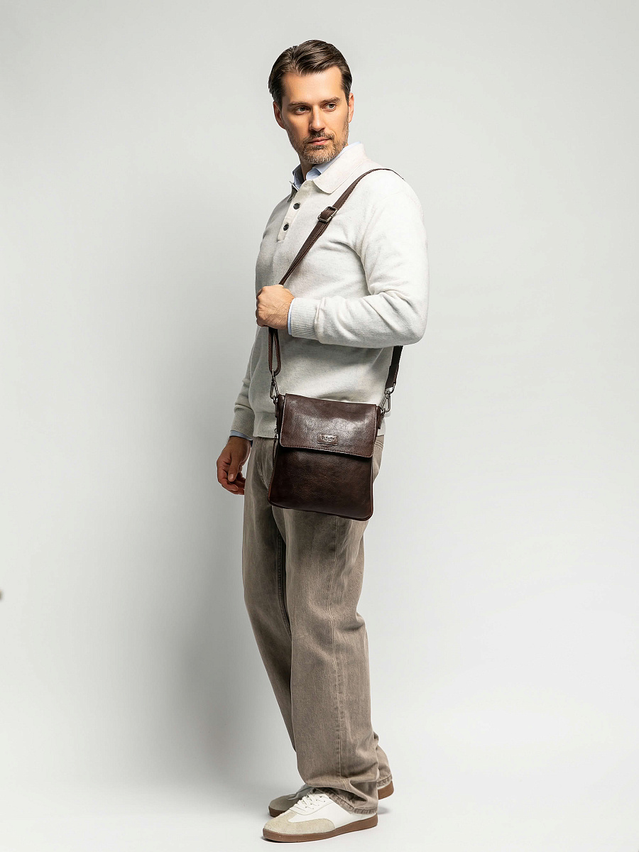 Сумка через плечо Dr.Koffer из натуральной кожи коричневая