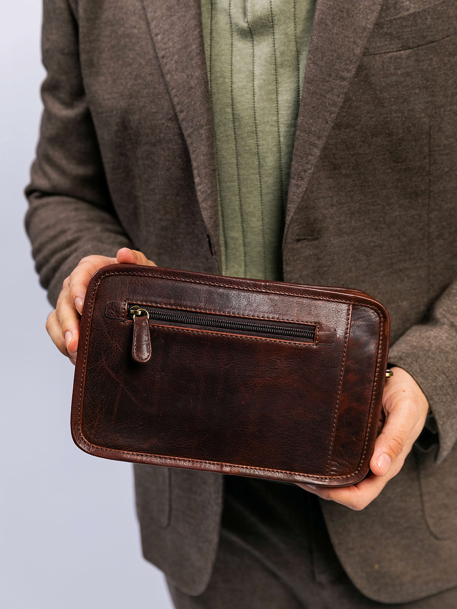 Сумка-визитка Dr. Koffer из натуральной кожи коричневая