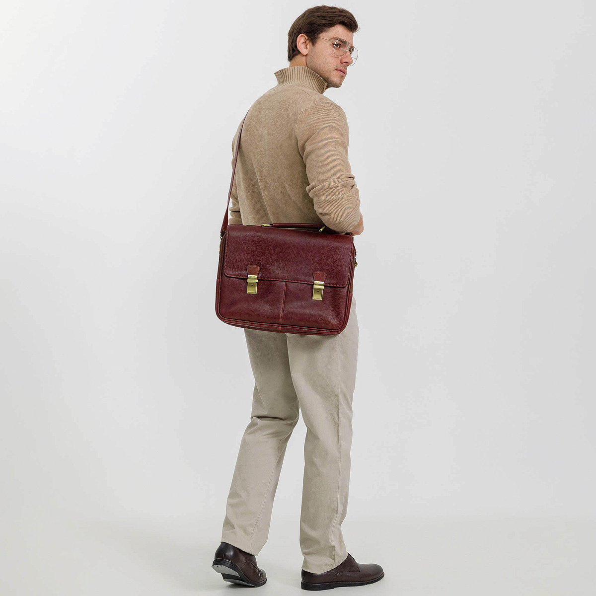 Портфель Dr.Koffer из натуральной кожи светло-коричневый