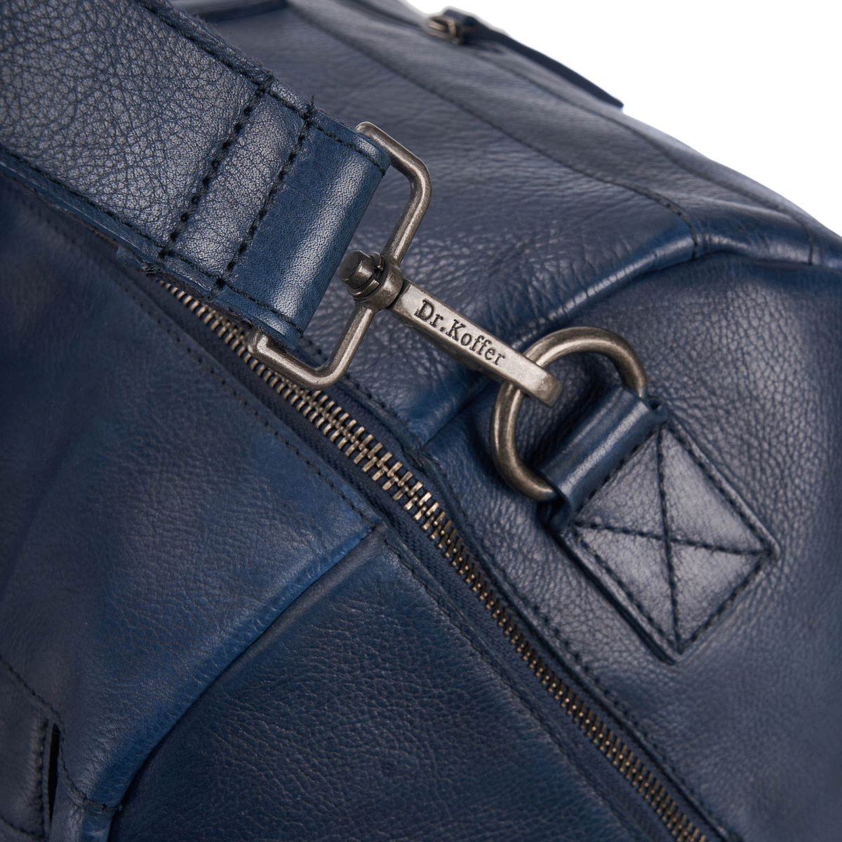 Сумка дорожная Dr.Koffer из натуральной кожи синяя