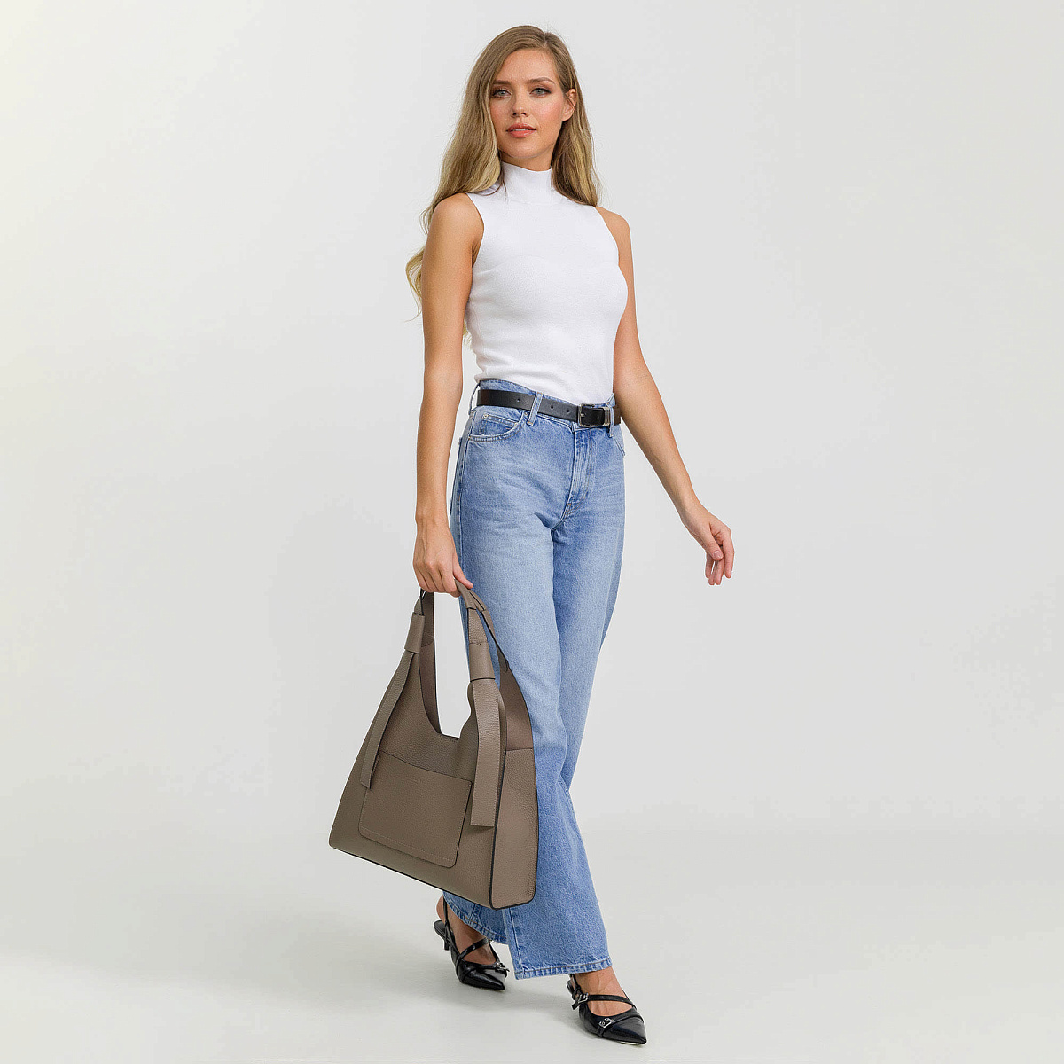 Женская сумка Dr. Koffer из натуральной кожи бежевая