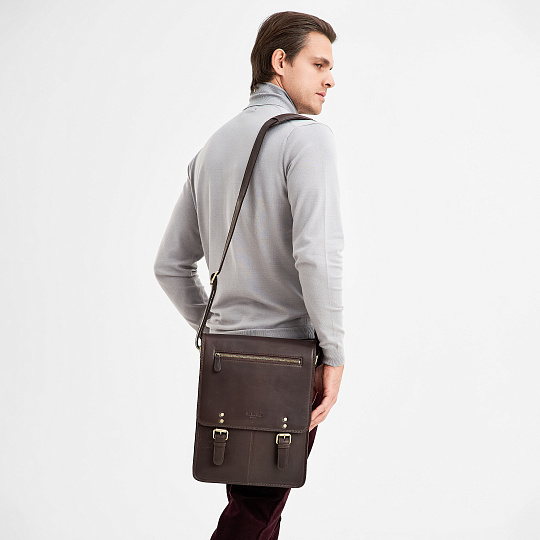 Сумка через плечо Dr.Koffer из натуральной кожи коричневая