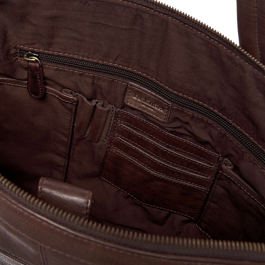 Деловая сумка Dr.Koffer из натуральной кожи темно-коричневая