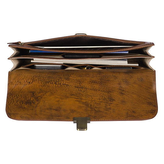 Портфель Dr.Koffer из натуральной кожи темно-коричневый