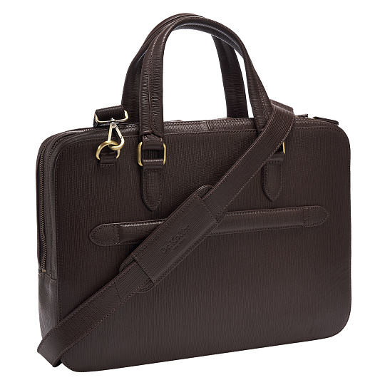 Деловая сумка Dr.Koffer из натуральной кожи темно-коричневая