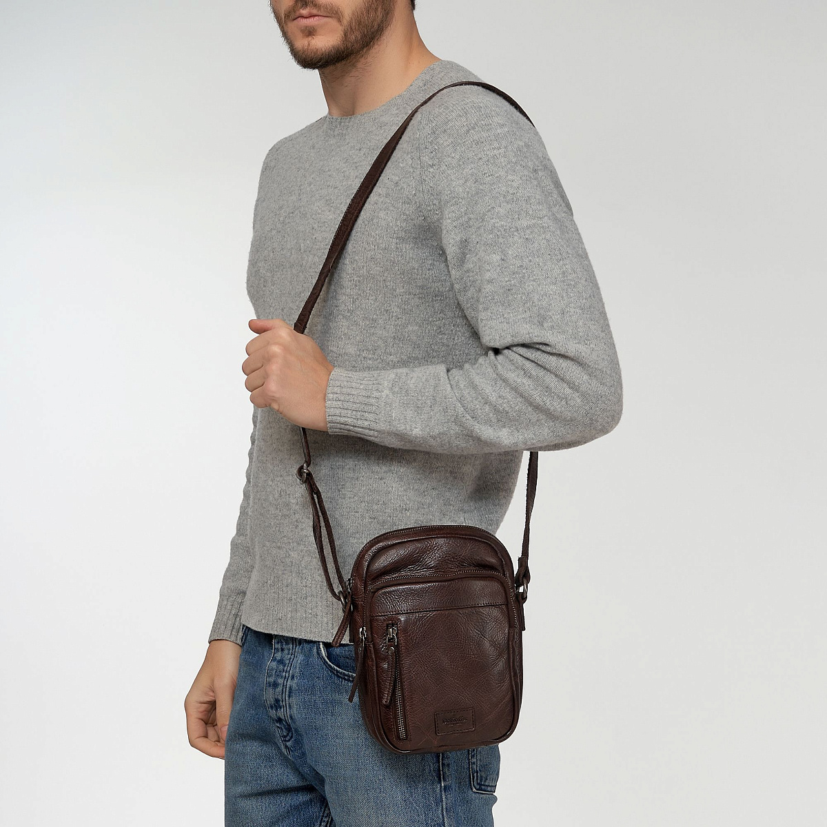 Сумка через плечо Dr.Koffer из натуральной кожи коричневая