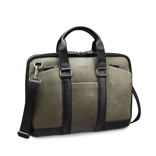 Деловая сумка Dr.Koffer из натуральной кожи зеленая