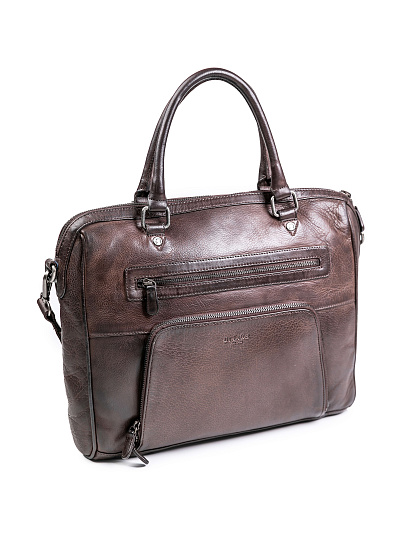 Деловая сумка Dr.Koffer из натуральной кожи темно-коричневая