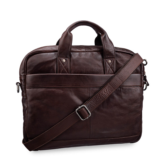 Деловая сумка Dr.Koffer из натуральной кожи темно-коричневая
