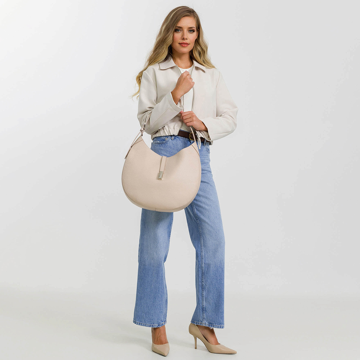 Женская сумка Dr. Koffer из натуральной кожи бежевая