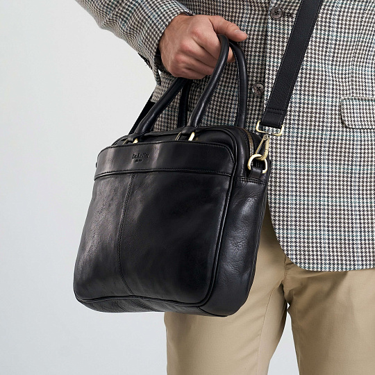 Деловая сумка Dr.Koffer из натуральной кожи черная