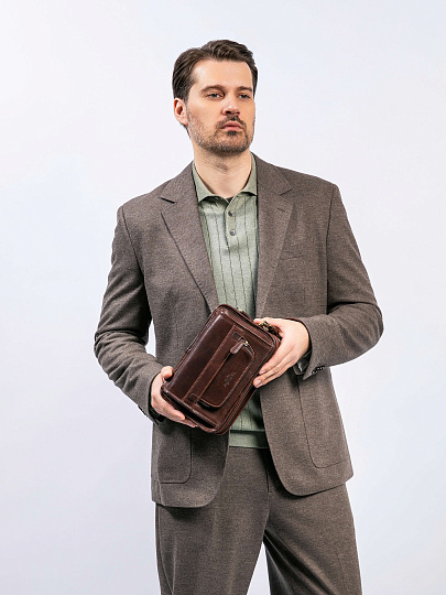 Сумка-визитка Dr. Koffer из натуральной кожи коричневая