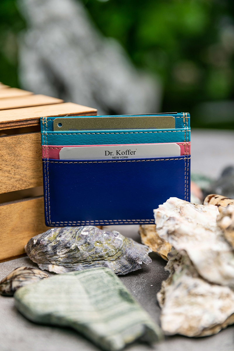 Кредитница Dr.Koffer из натуральной кожи синяя