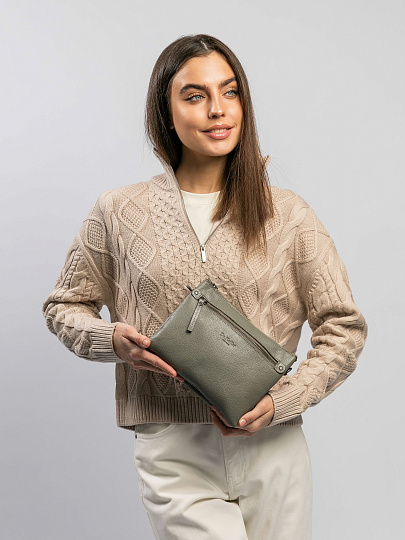 Сумка через плечо Dr.Koffer из натуральной кожи серая