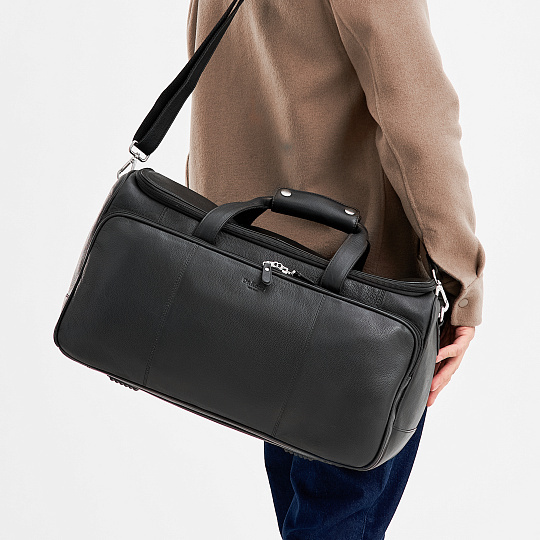 Сумка дорожная Dr.Koffer из натуральной кожи черная