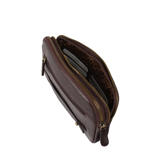 Сумка барсетка из натуральной кожи Dr. Koffer коричневая