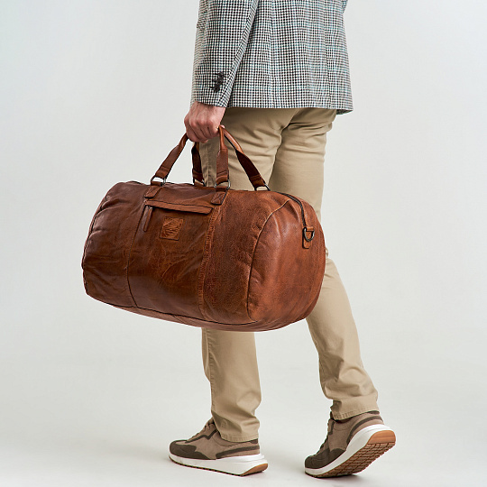 Сумка дорожная Dr.Koffer из натуральной кожи коричневая