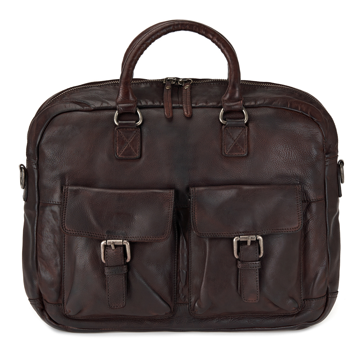 Деловая сумка Dr.Koffer из натуральной кожи темно-коричневая