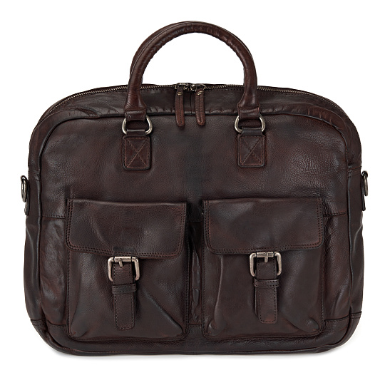 Деловая сумка Dr.Koffer из натуральной кожи темно-коричневая