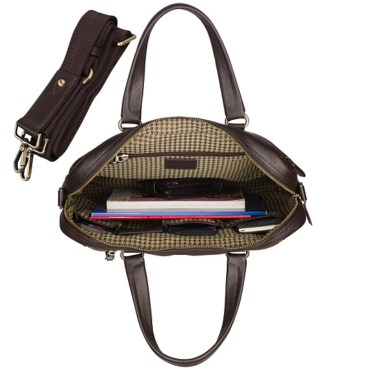 Деловая сумка Dr.Koffer из натуральной кожи темно-коричневая