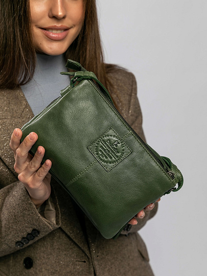 Сумка через плечо Dr.Koffer из натуральной кожи зеленая