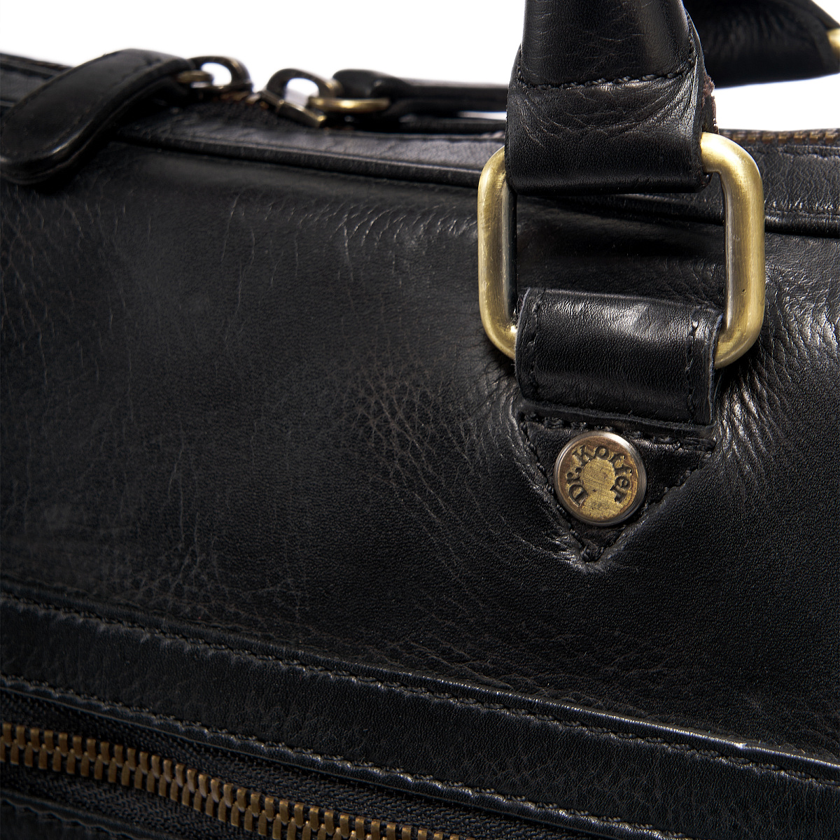 Деловая сумка Dr.Koffer из натуральной кожи черная